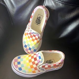 Vans slip on multi colored shoes in size 11 ..